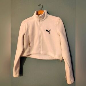 Puma Cropped Zip Fleece Top size S